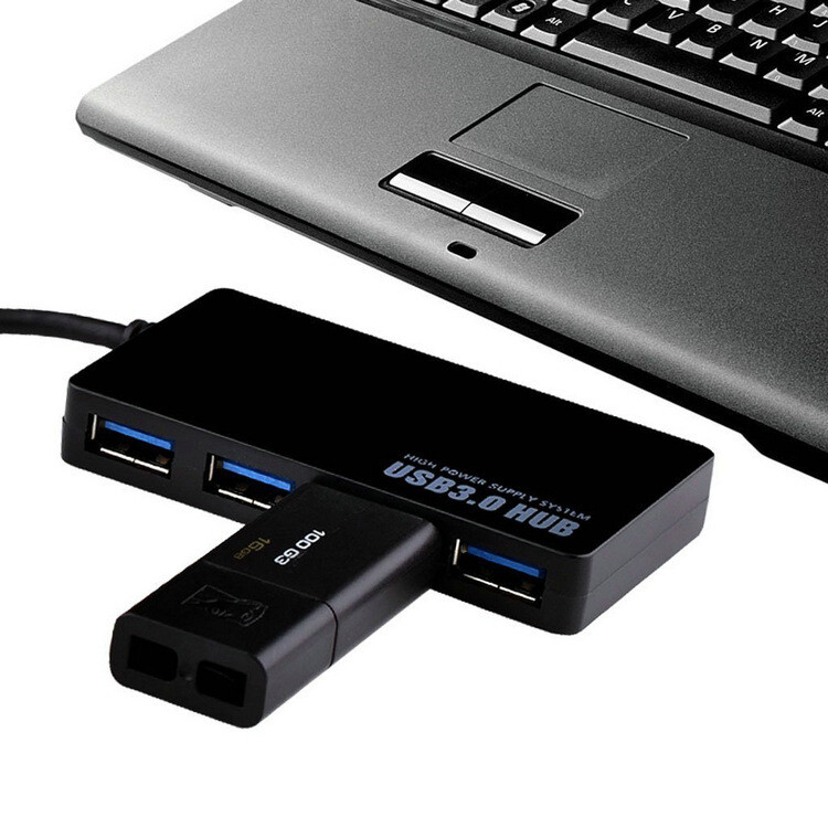 4 Port USB 3.0 Hub Cable Power Adapter Splitter Multiple Extender for Laptop Lot