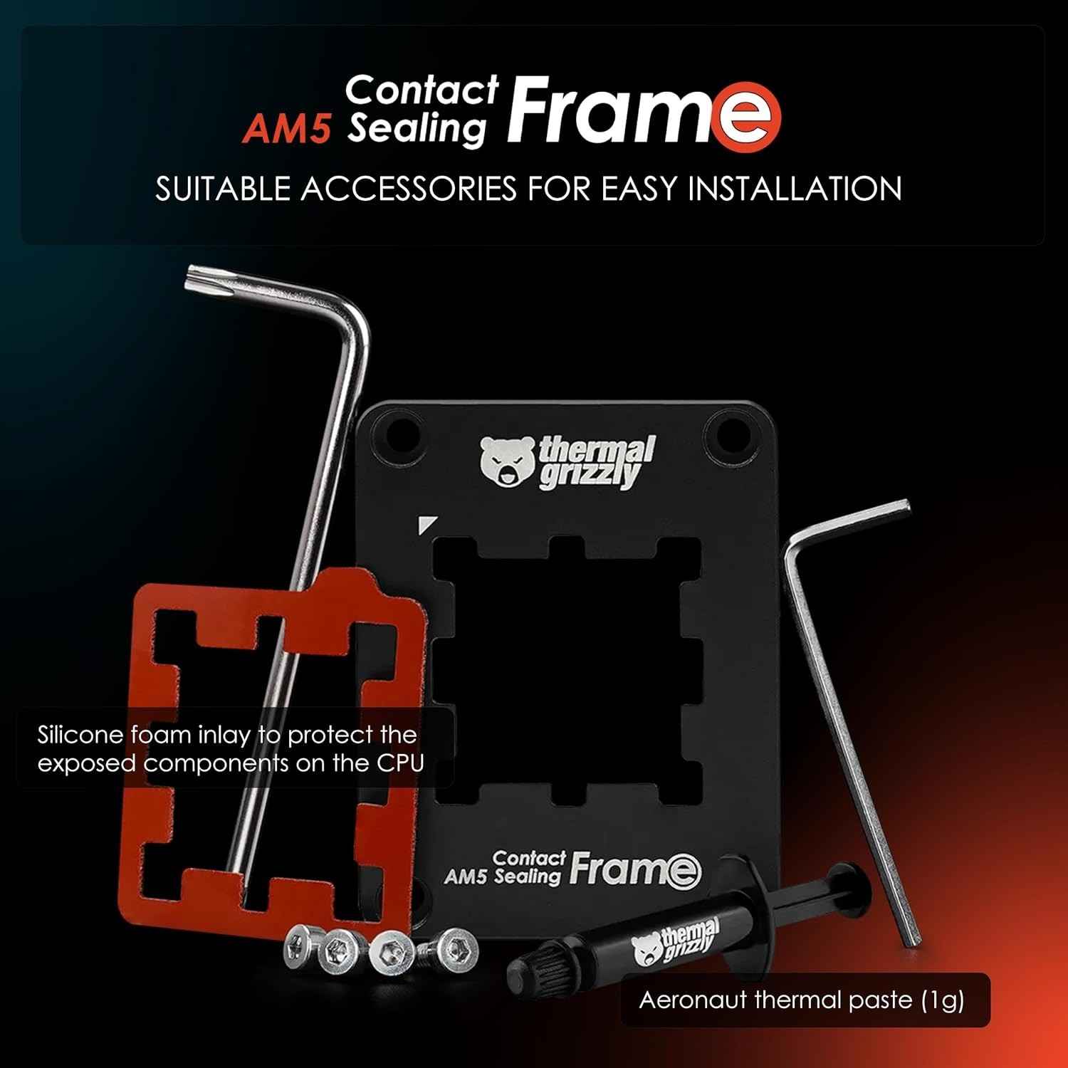 Thermal Grizzly AM5 Contact Frame & CPU Guard for Ryzen 7000 + Aeronaut 1g