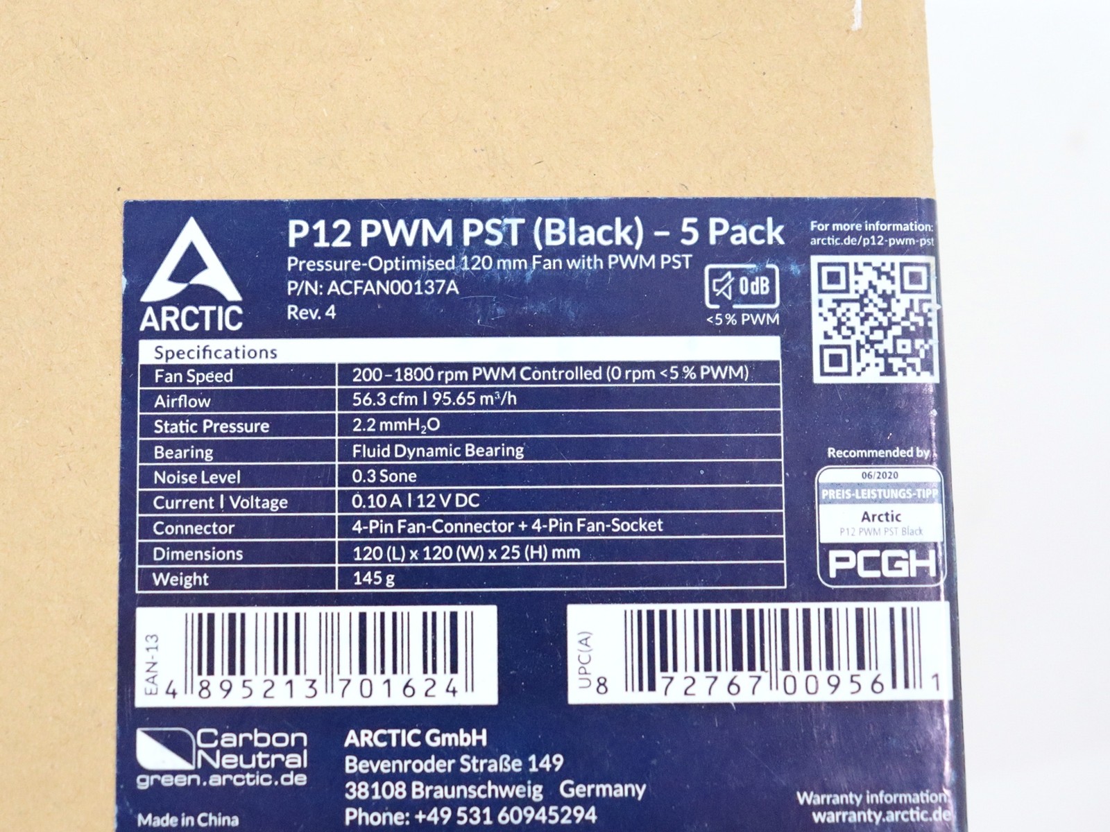 Artic 5-Pack 120mm P12 PWM PST Case Fans