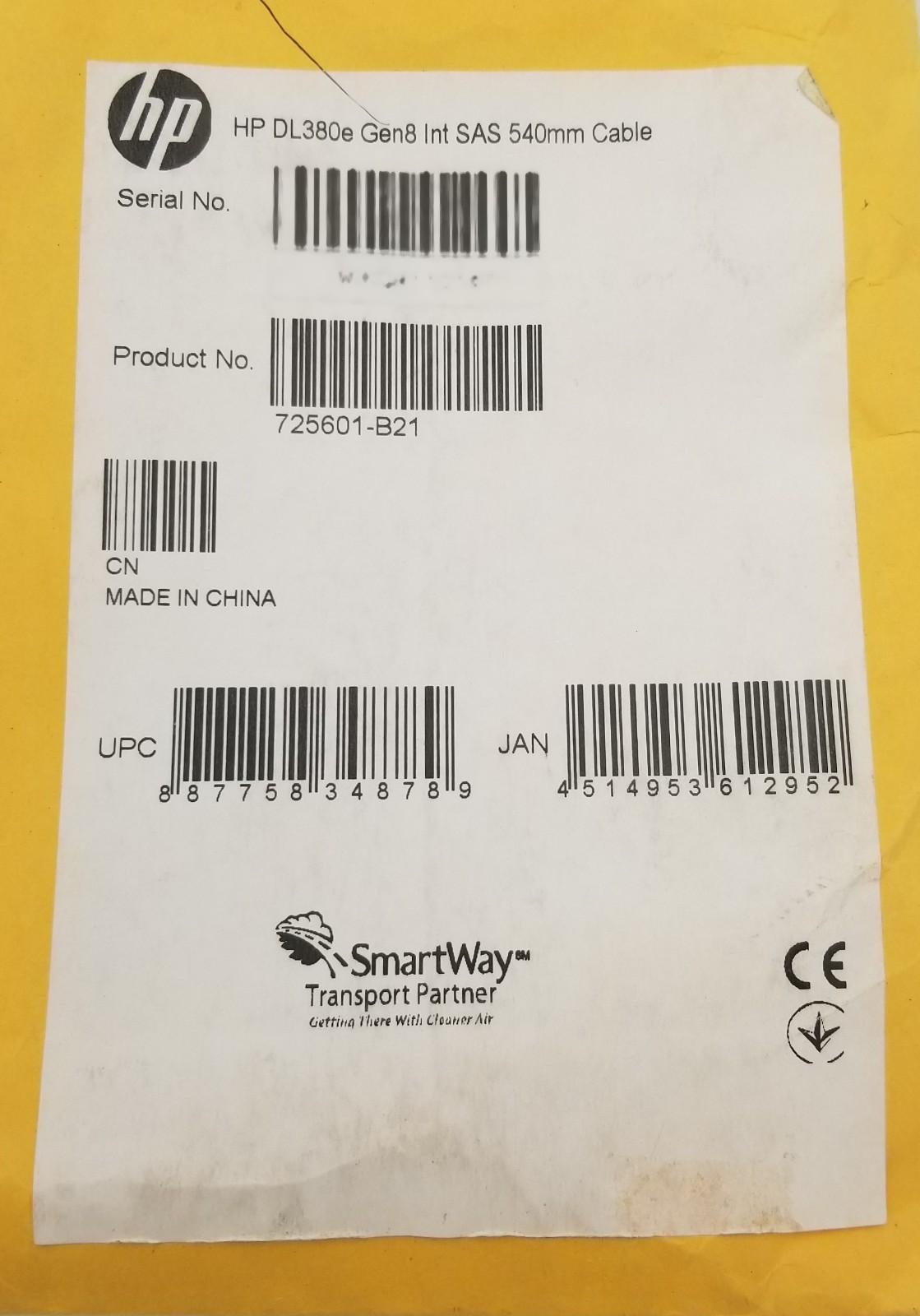 NEW – HP DL380e Gen8 Int SAS 540mm Cable 725601-B21