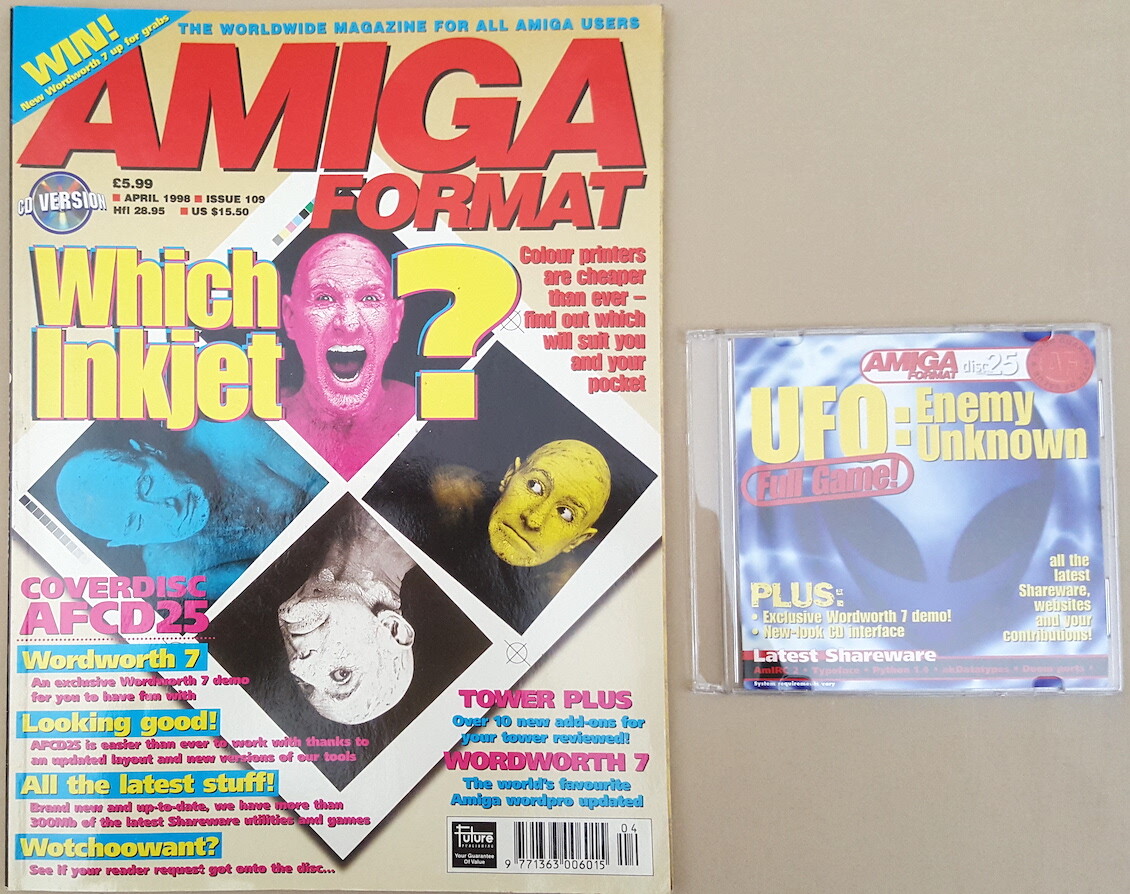 Amiga Format Magazine w/CD ©April1998 UFO Blitz Bombers Game MultiCX v2.80 +MORE