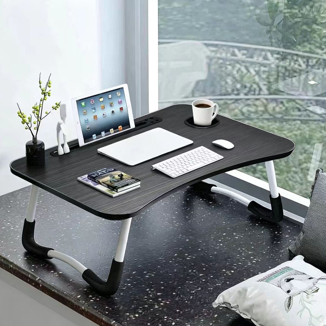 Laptop Bed Desk Foldable Portable Laptop Table Breakfast Tray Stand Stable