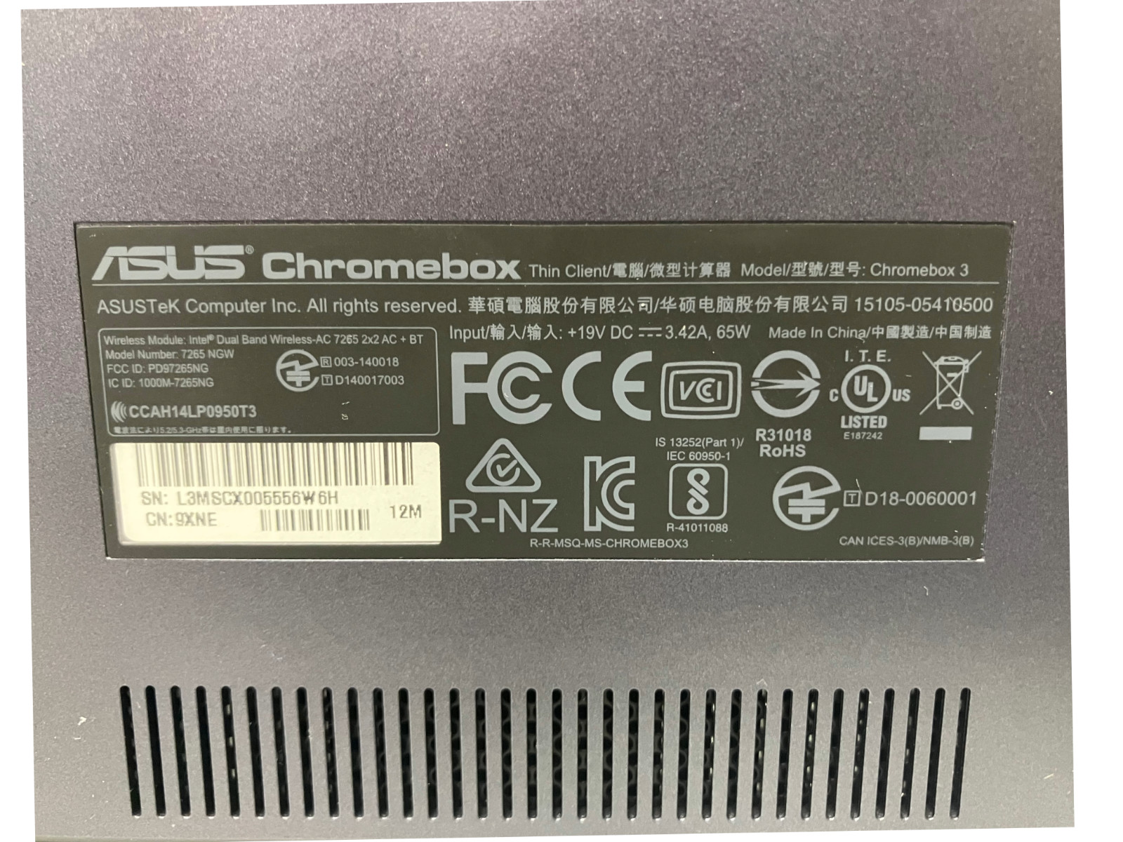 *LOT OF 10* Asus Chromebox 3 i3-7100U 2.40GHz/8GB/32GB SSD/Chrome OS
