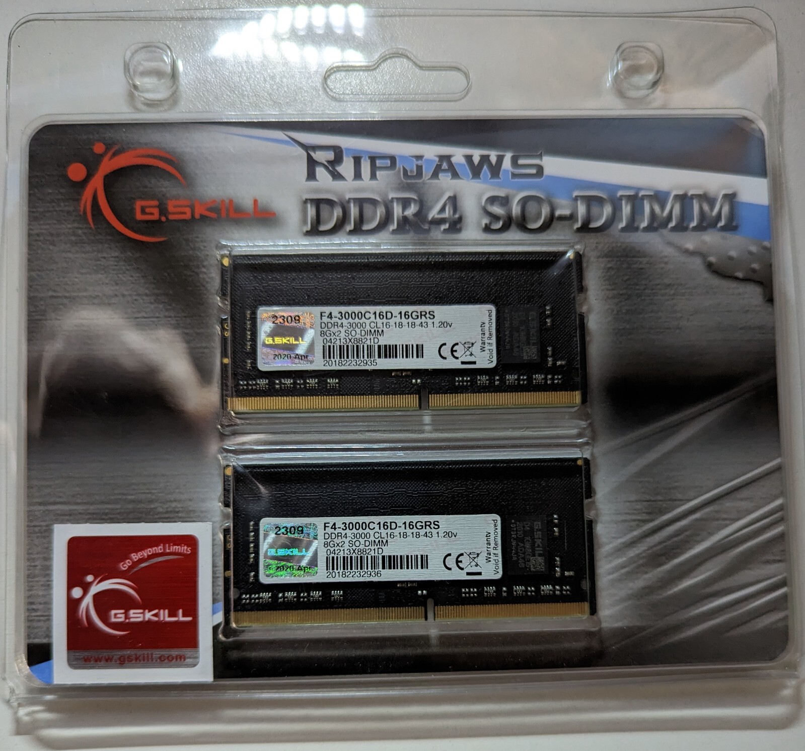 G.SKILL Ripjaws Series 260-Pin DDR4 SO-DIMM DDR4 3000 (PC4 24000) Laptop Memory