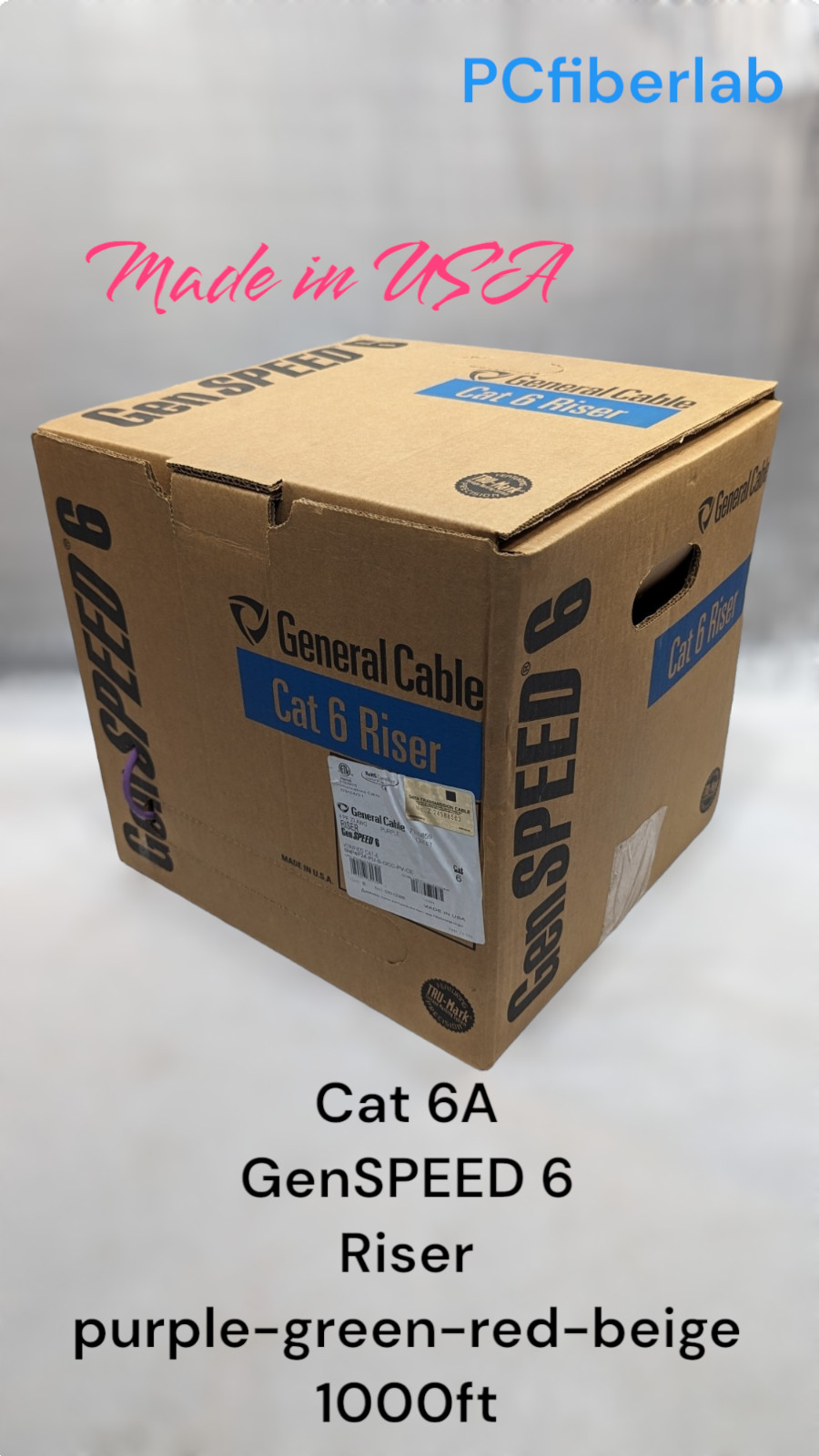 General Cable GenSPEED 6 Riser UTP Cable Cat 6A 23 AWG CMR – 1000ft