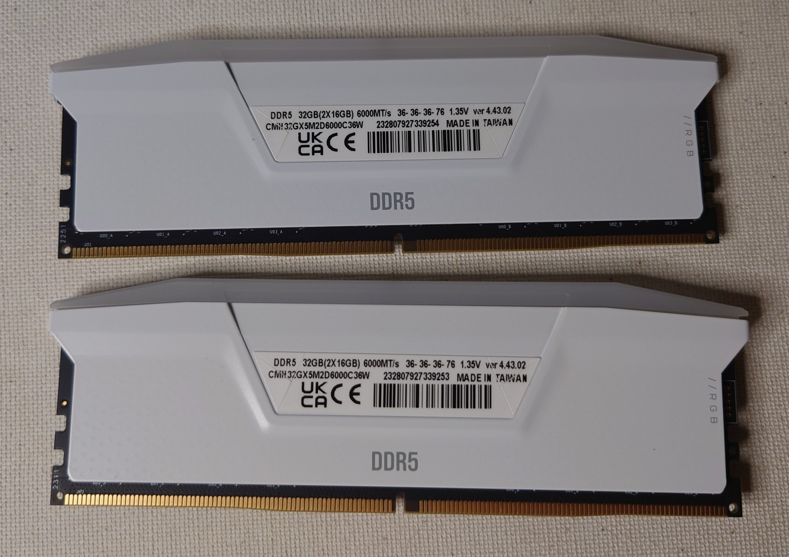 Corsair CMH32GX5M2D6000C36W 32GB (2x16GB) DDR5 6000MHz RAM
