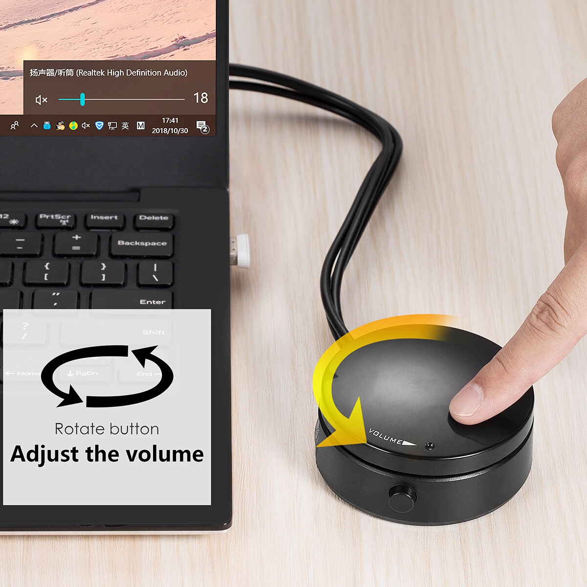 Computer Audio Volume Controller with Headphone Speaker Switch and Microphone