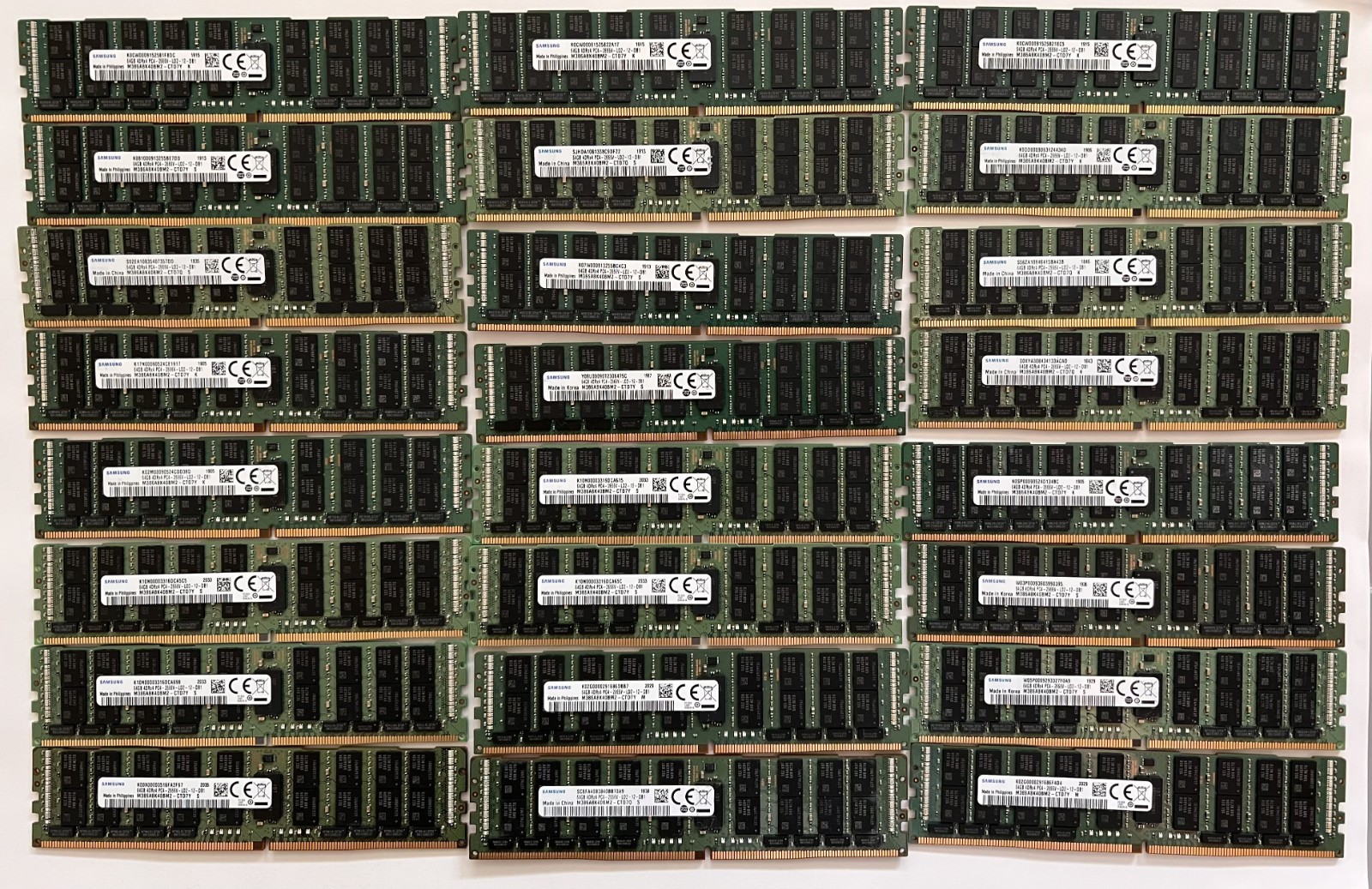 [LOT OF 24] Samsung 64GB 4DRx4 PC4-2666V LRDIMM M386A8K40BM2-CTD7Y DDR4 RAM