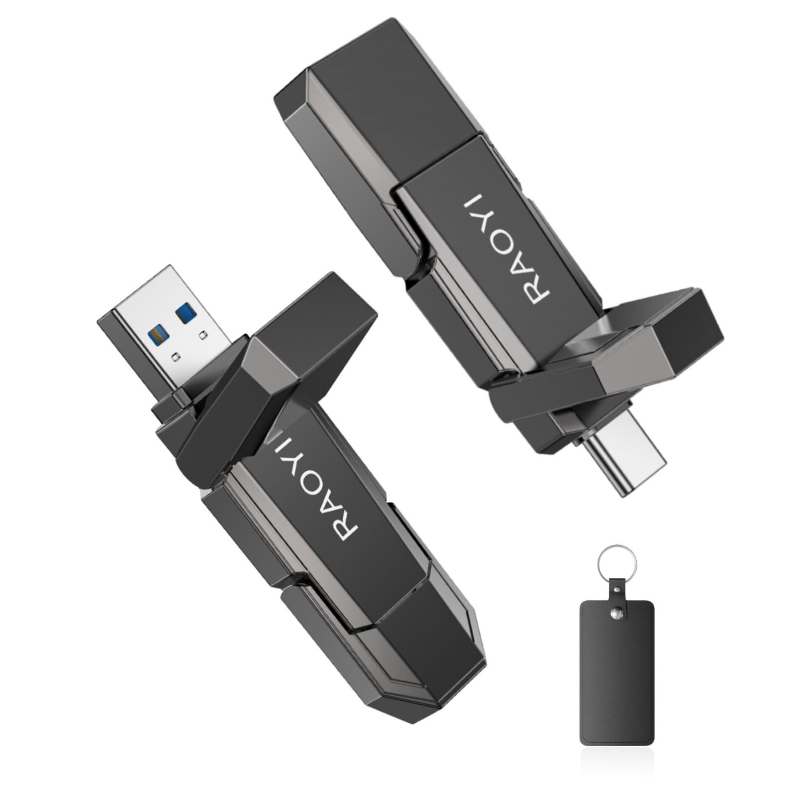 256GB USB C External SSD – 2-in-1 Portable Solid State Drive, 450MB/s Dual USB 3