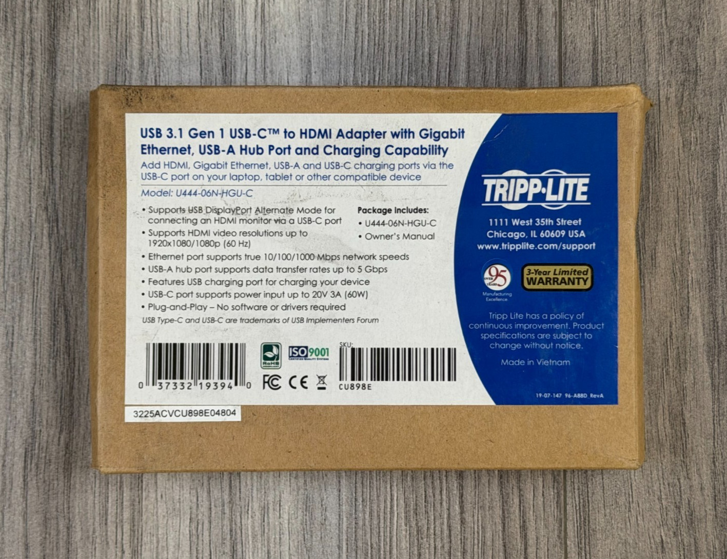 Tripp Lite USB-C to HDMI Adapter Gigabit Ethernet USB 3.2 PD U444-06N-HGU-C NEW