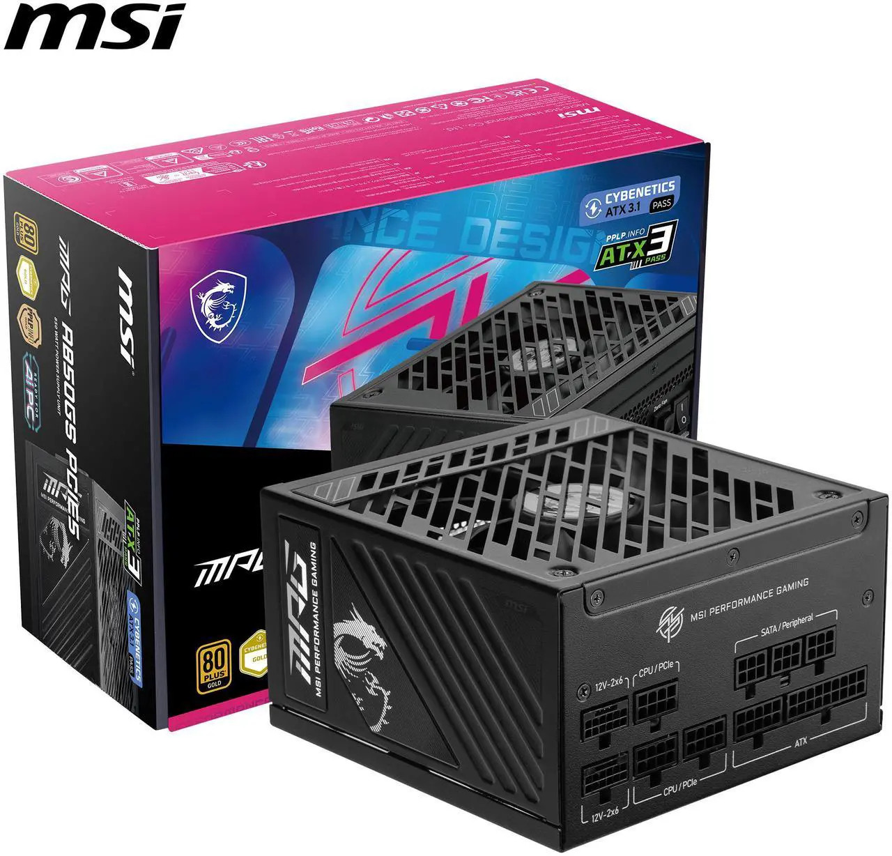 (Factory Refurbished) MSI MPG A850GS PCIE5 80+ Gold ATX 3.1 & PCIe 5.1 850W PSU