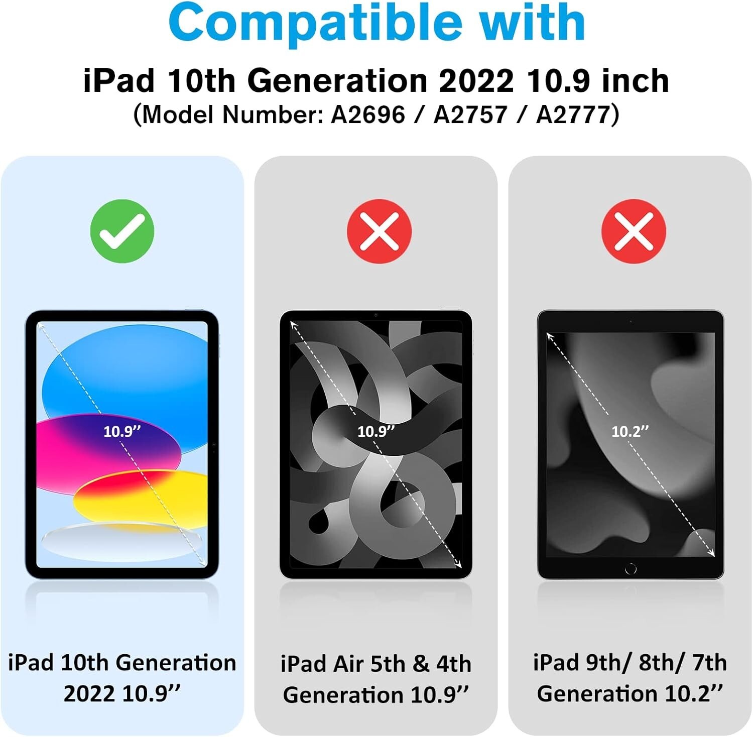2-Pack Screen Protector For Apple iPad 10.9″ 2022 Tempered Glass Anti-Scratch