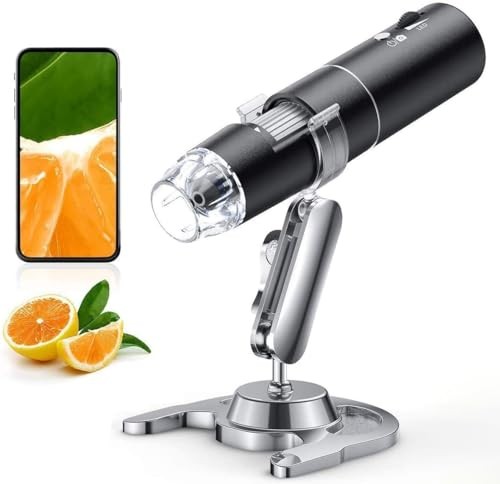 Wireless Digital Microscope, 50X-1000X Magnification WiFi Portable Black