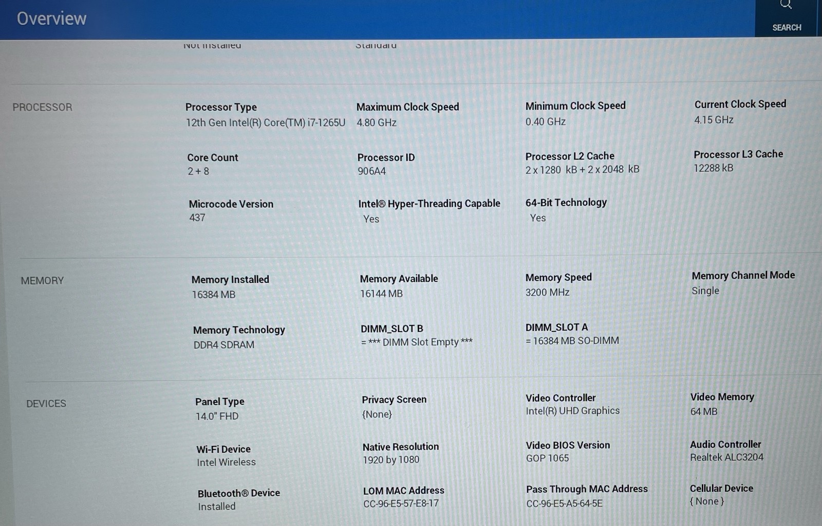 DELL LATITUDE 5430 i7-1265u 16GB RAM 512GB SSD–GRADE D