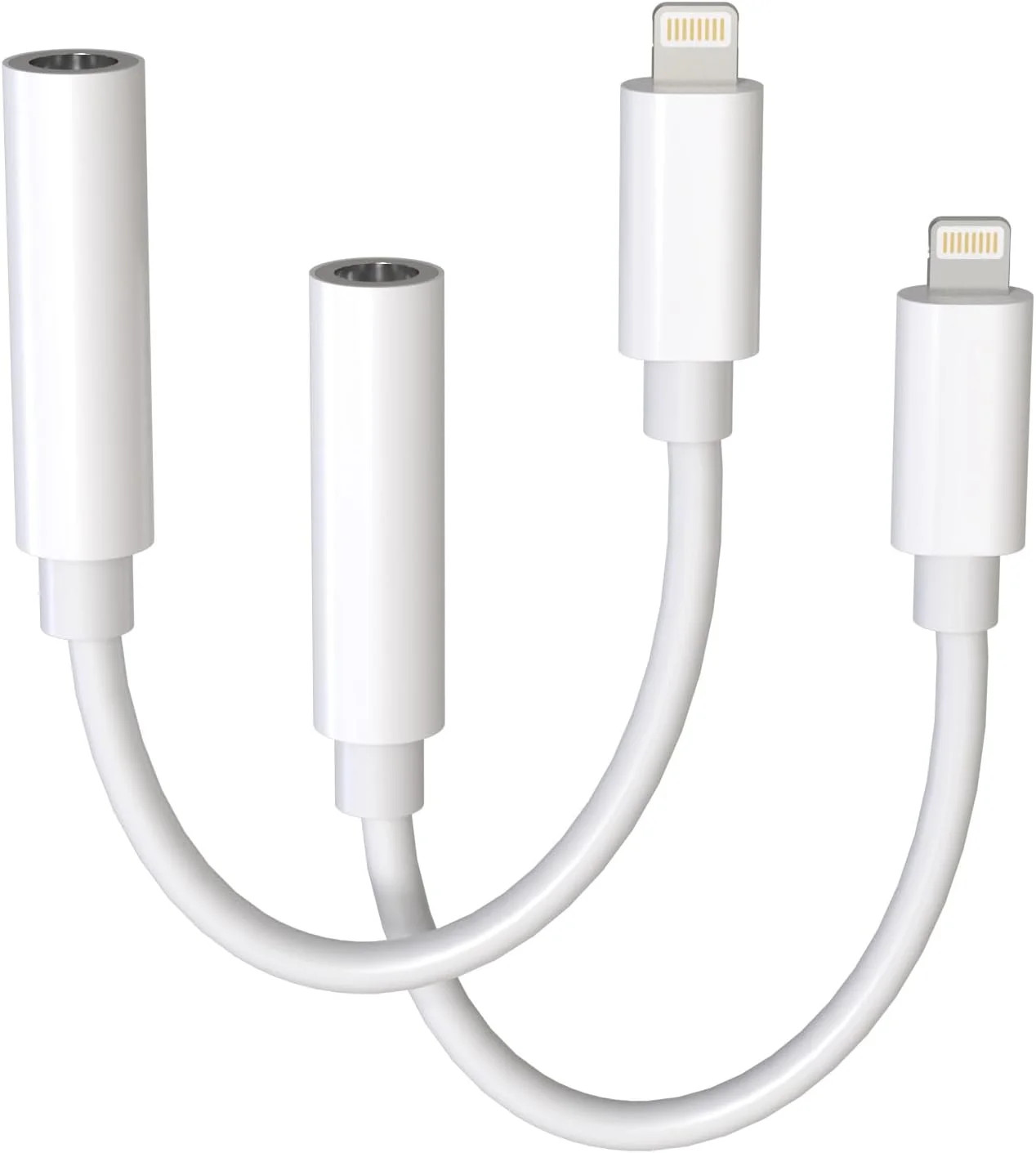 2 Pack Lightning to 3.5mm Headphone Jack Adapter AUX Audio Dongle for Phone Tabl