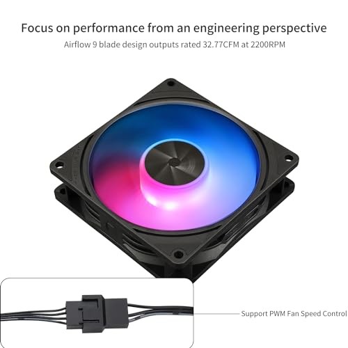 THERMALRLGHT TL-P9-S 92mm ARGB PWM PC CPU Case Fan, 2200RPM, 3.62″ L x 92mm W