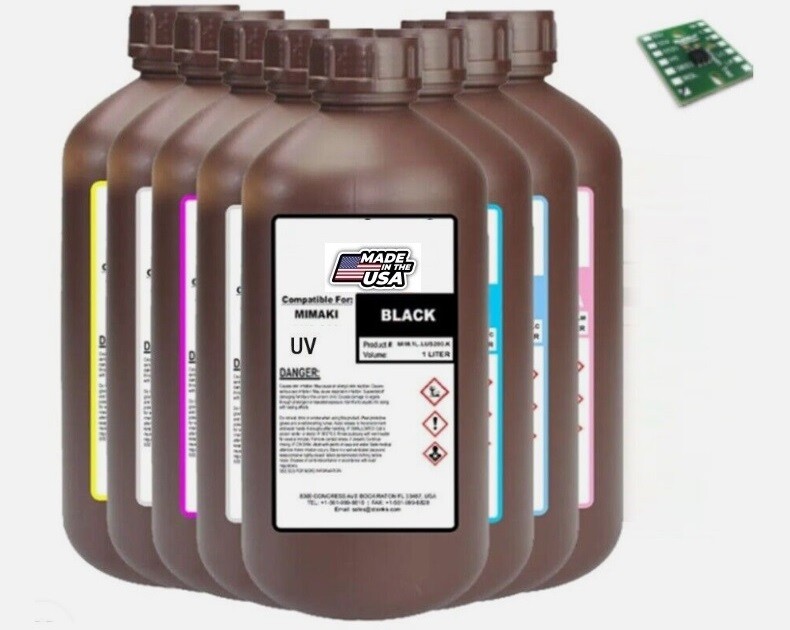 PREMIUM COMPATIBLE UV CURE INK FOR MIMAKI LUS-170 (1,000 ML BOTTLE) + CHIP