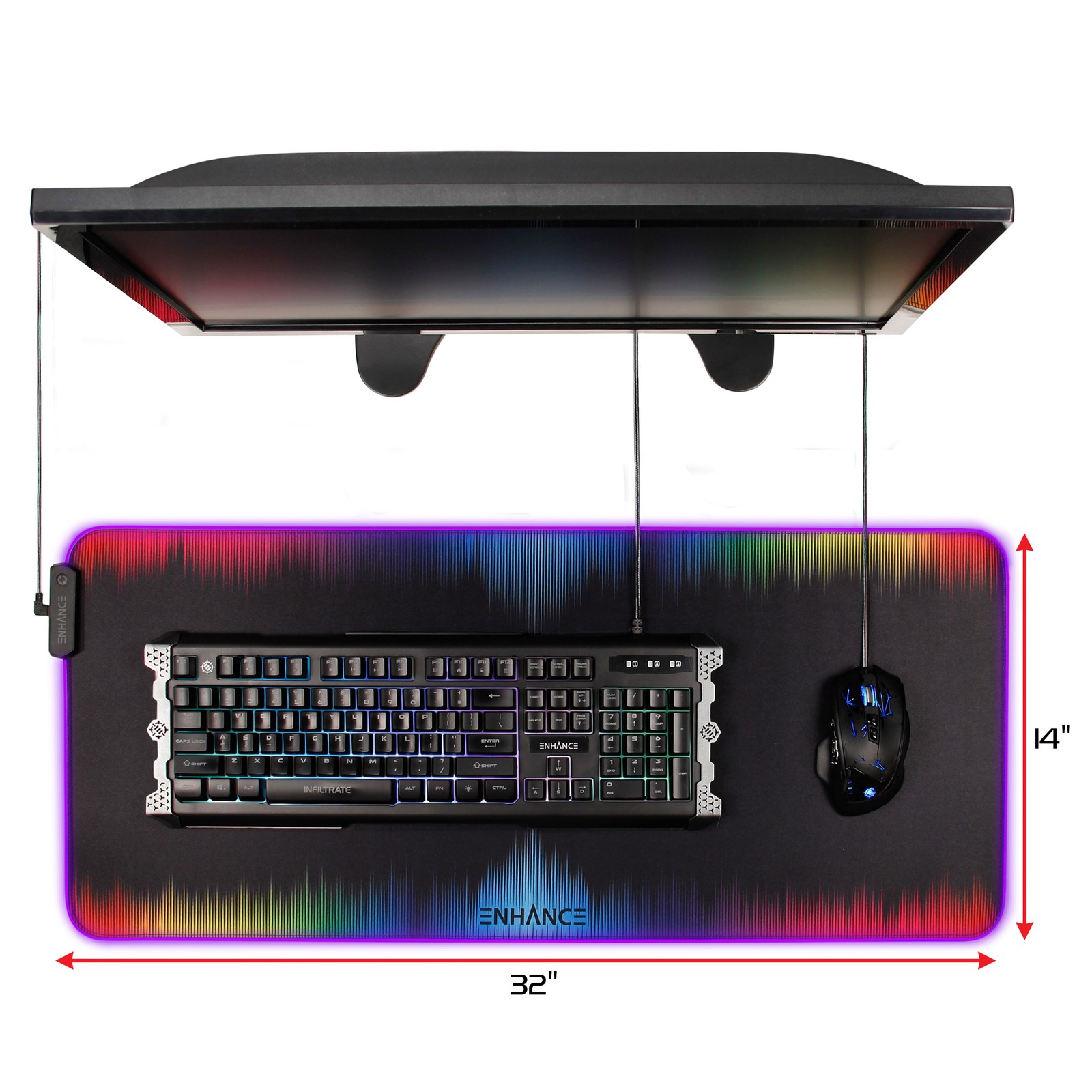 ENHANCE Extra Large LED Gaming Mouse Pad – Soft XXL Desk Mat with 7 RGB Colors