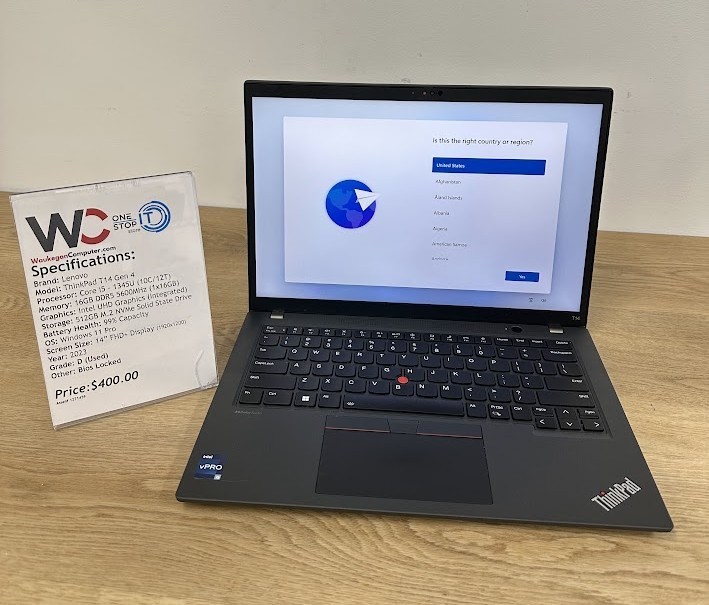 Lenovo ThinkPad T14 Gen 4 Core i5 1345U, 16GB DDR5, Intel UHD, 512GB SSD, 2023