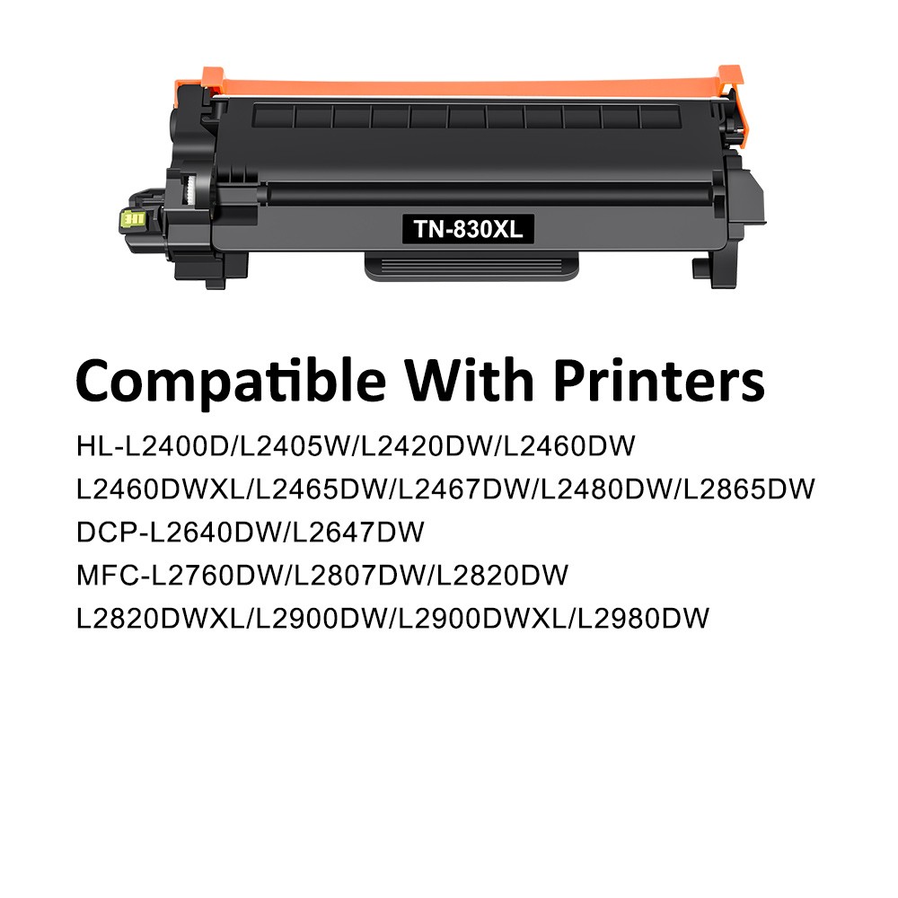 1PK TN830 XL Toner Cartridge for Brother DR830 HL-L2400D HL-L2405W DCP-L2640DW