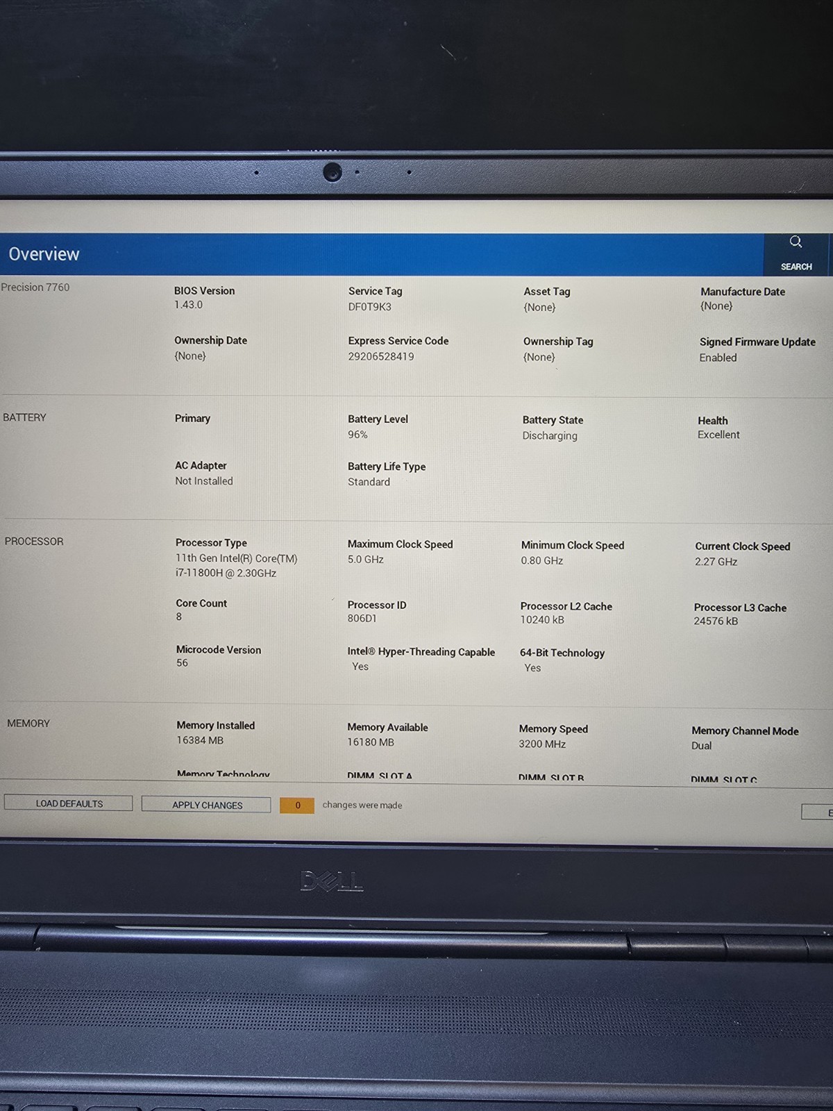 Dell Precision 7760 17″ | i7-11800H | 16GB RAM | 500GB NVME SSD