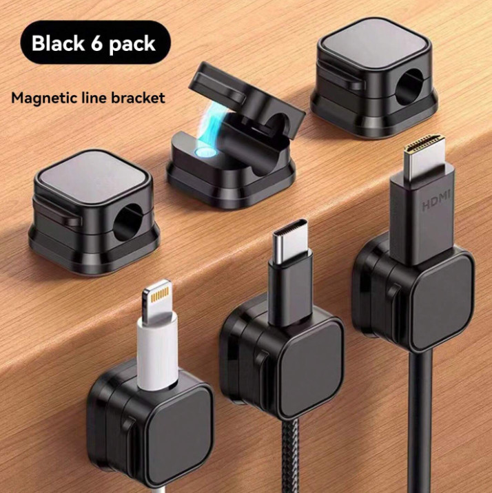6-Piece Magnetic Cable Clamps – Adjustable Wire Holder for Home & Office Desk