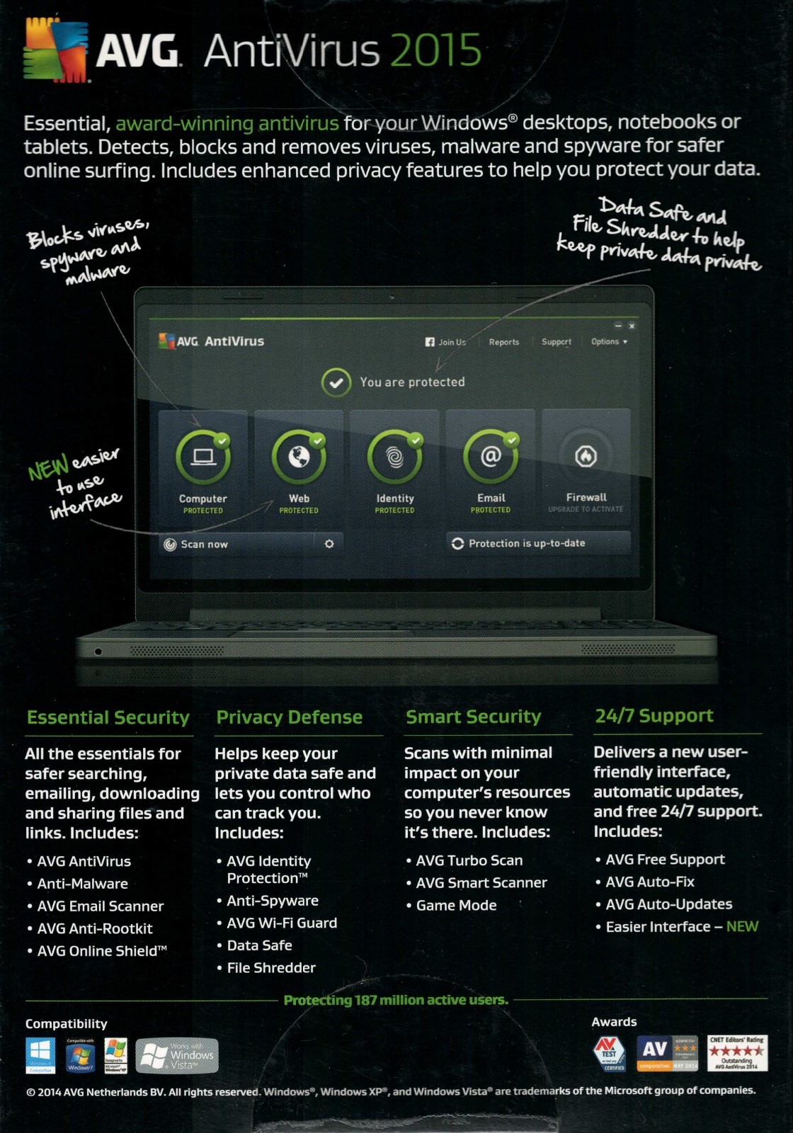 AVG Antivirus 2015 | 3 PC & 2 Year Protection | Product Key Card