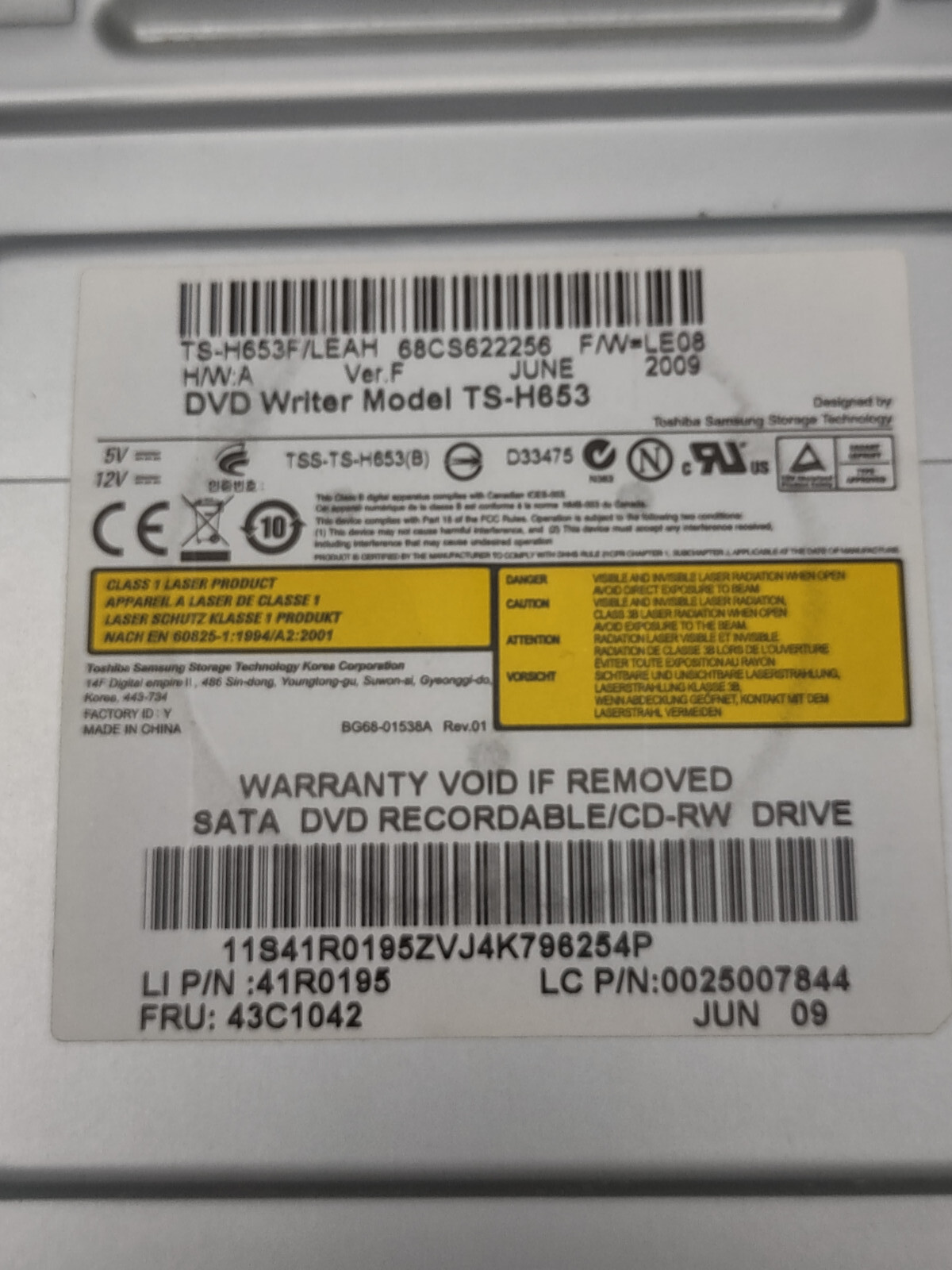 Toshiba Samsung TS-H653G DVD±RW Dual Layer ReWriteable Black SATA Optical Drive