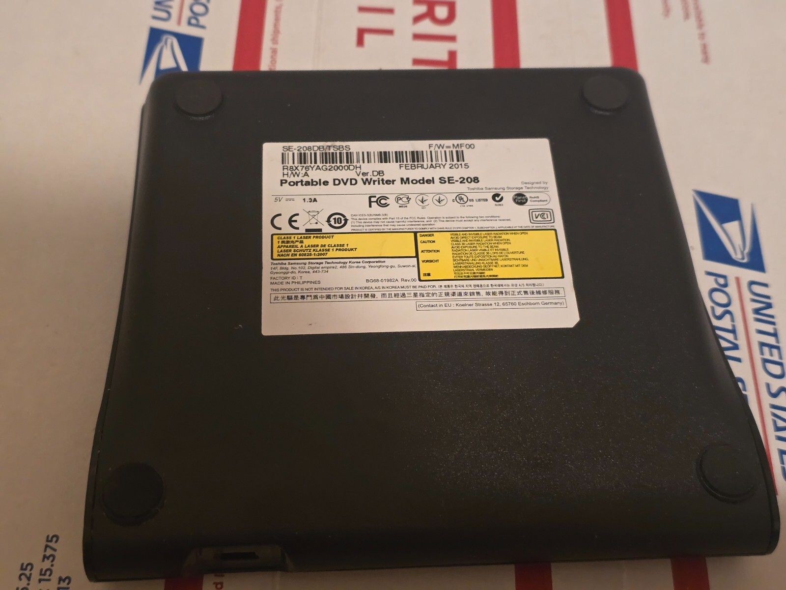 Samsung SE-208DB Slim External DVD Writer Burner USB – Tested Working no cable