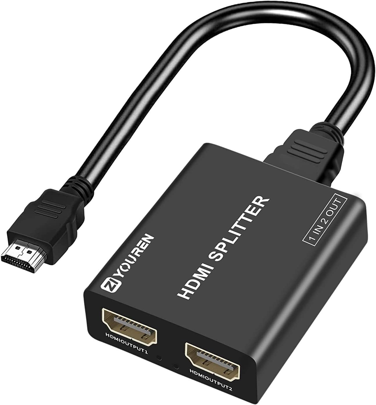 HDMI Splitter 1 in 2 Out – 4K@30Hz for Full HD 1080P 1×2, Black