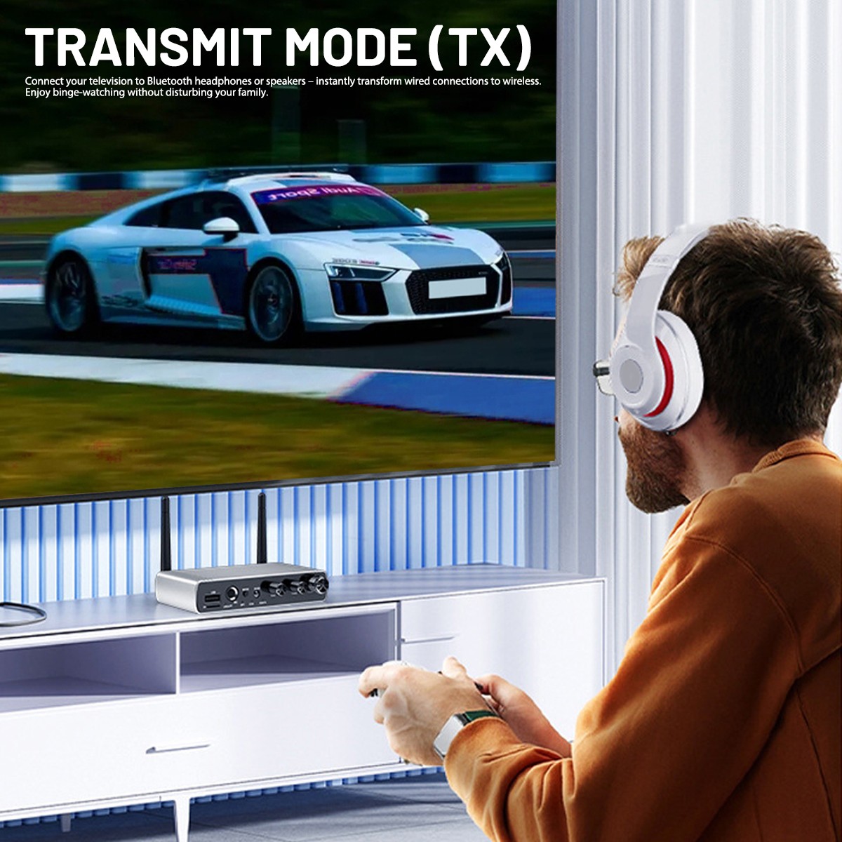 Bluetooth 5.4 Transmitter Receiver Long Range For TV Home Stereo Audio Adapter
