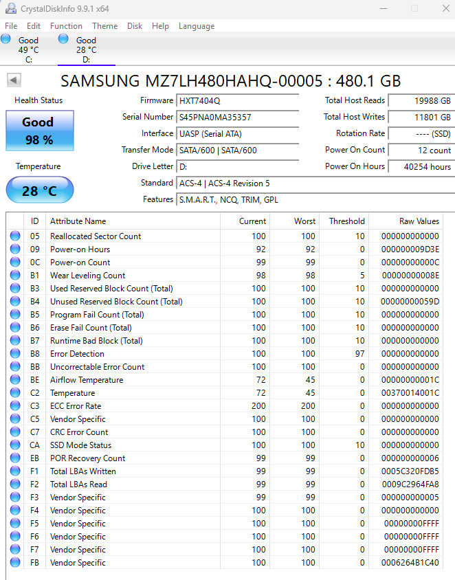 SAMSUNG 480GB Enterprise SSD – PM883 2.5″ SATA 6.0Gbps MZ7LH480HAHQ-00005