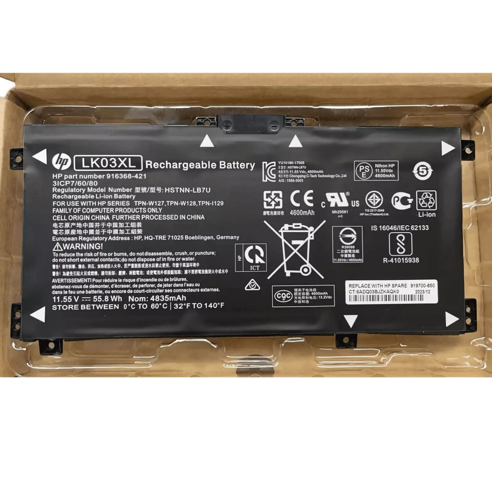 OEM Genuine 55.8Wh LK03XL Battery For HP Envy X360 15-BP 15-BQ 15-CN HSTNN-UB7I