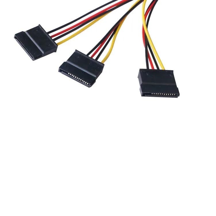3 Pack 4Pin Molex to 3X Sata 15Pin Splitter Connector Power Supply Cable Adapter