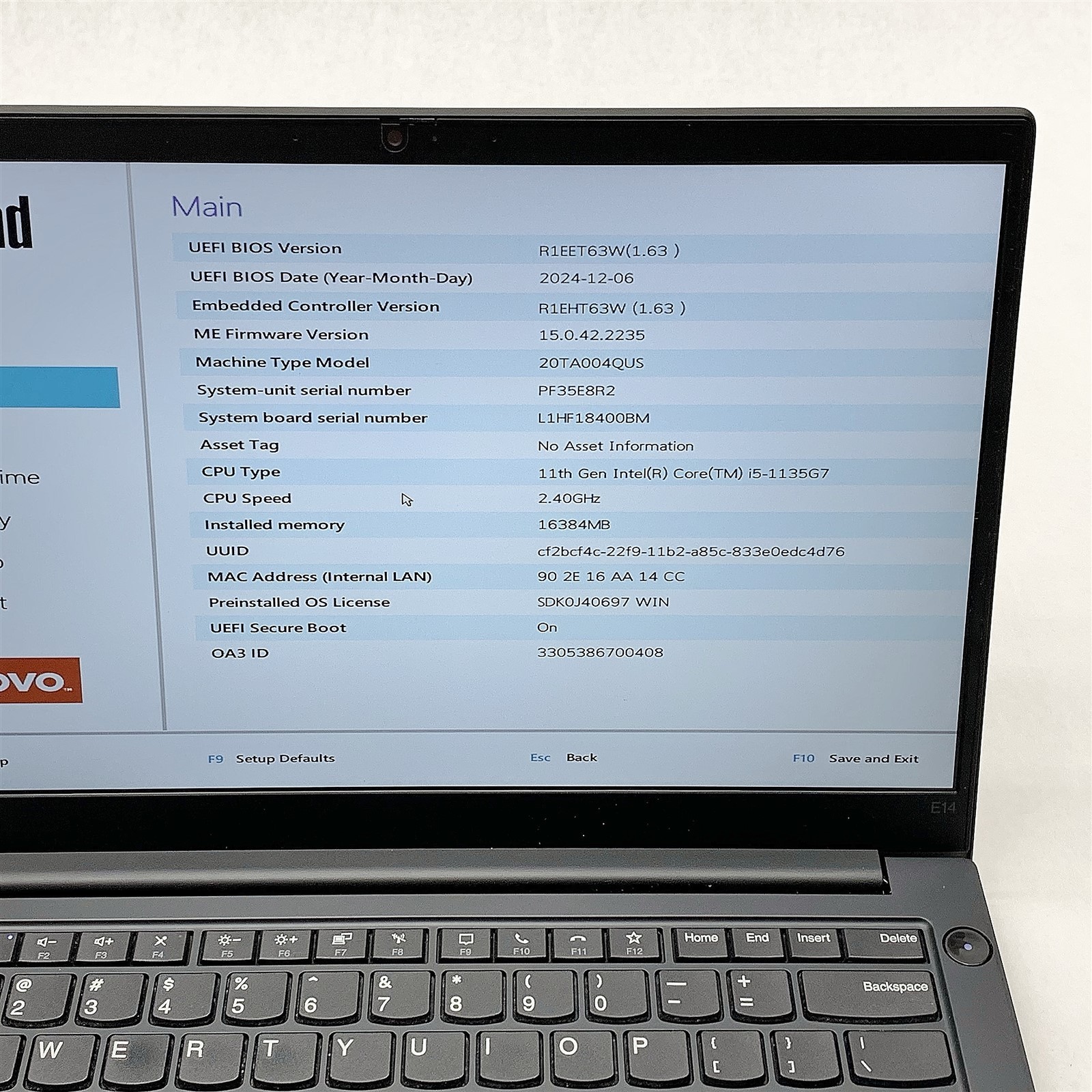 Lenovo ThinkPad E14 Laptop Intel Core i5 1135G7 2.40GHZ 14″ FHD 16GB RAM NO HDD