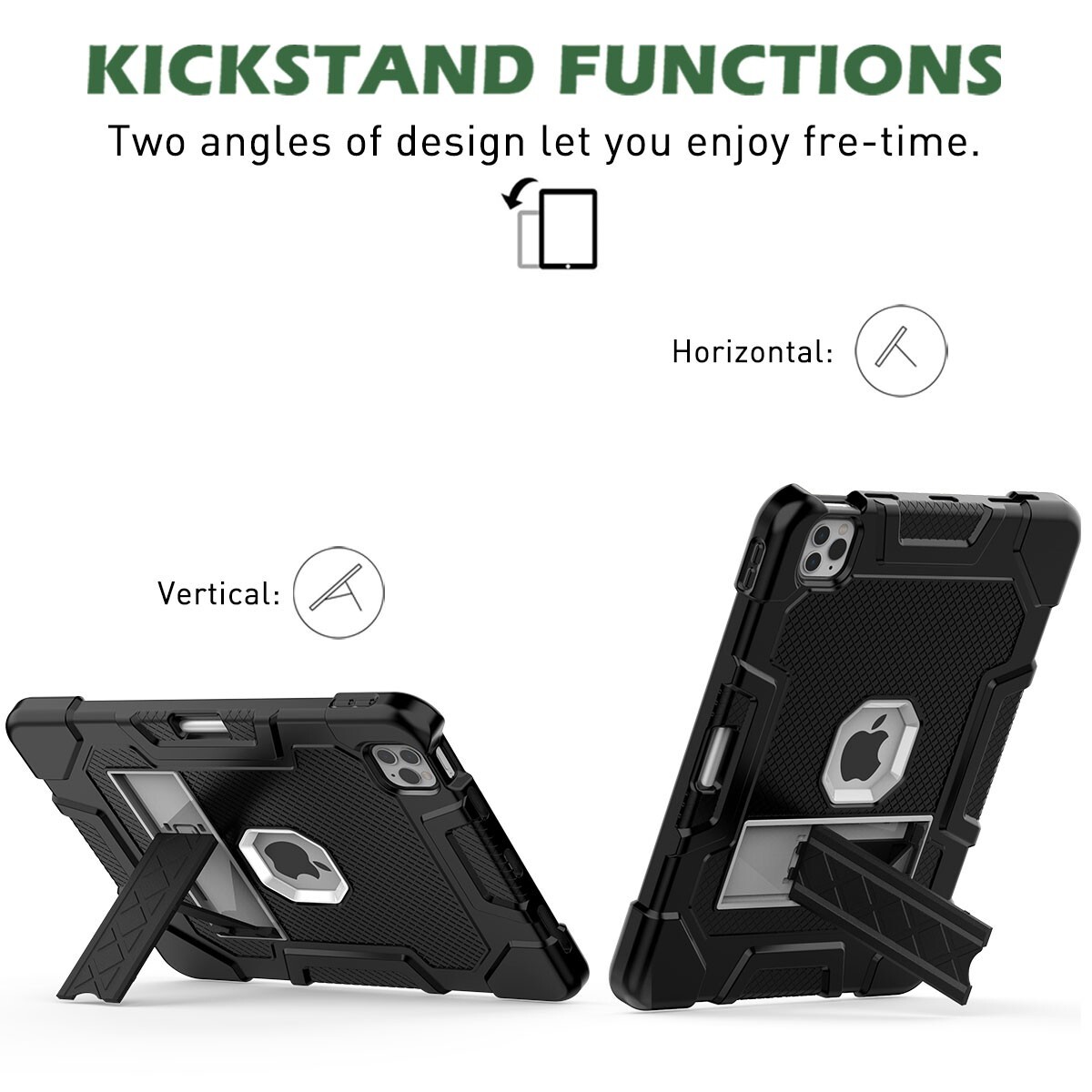 For iPad Pro 11 in 4th/3rd/2nd Gen Rugged Case Shockproof Heavy Duty Stand Cover