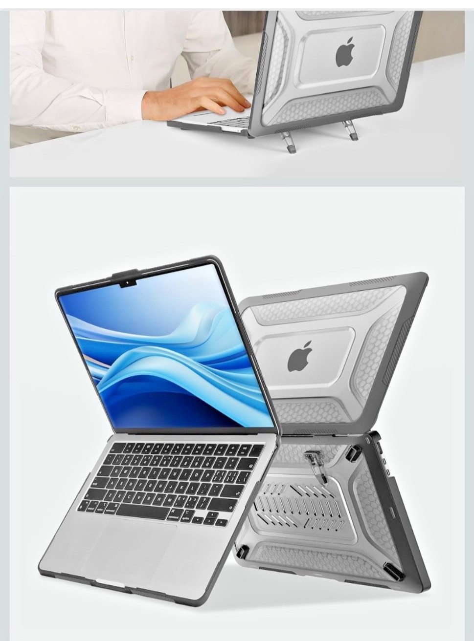 Mosiso Blk Heavy Duty Hard Case with Kickstand for MacBook Air 13.6 M5 2026-2022