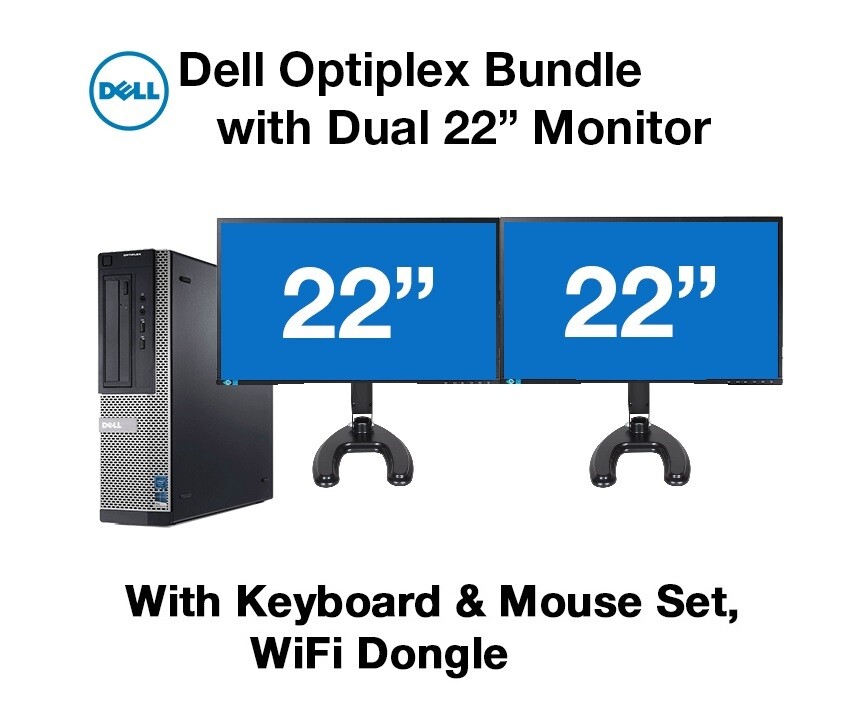 Dell Desktop PC Computer Core I7 4th Gen 16GB RAM DUAL 22″ LCD Monitor SSD