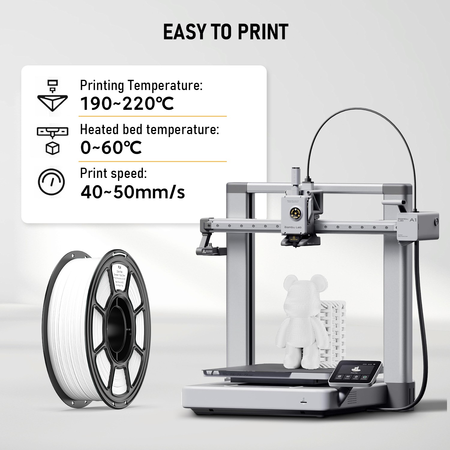 FILAZOO 5PCS 3D Printer Filament 1KG PLA 1.75mm 40-50mm/s PLA Filament Lot