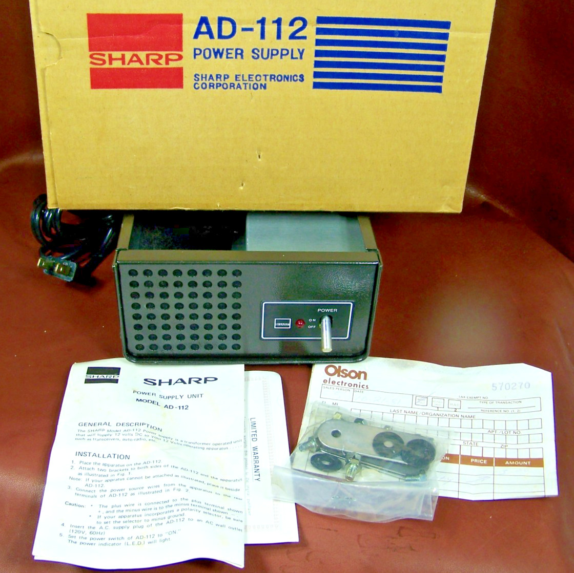 12 Volts Power Supply DC Works Great Sharp Model AD-112 Power Supply