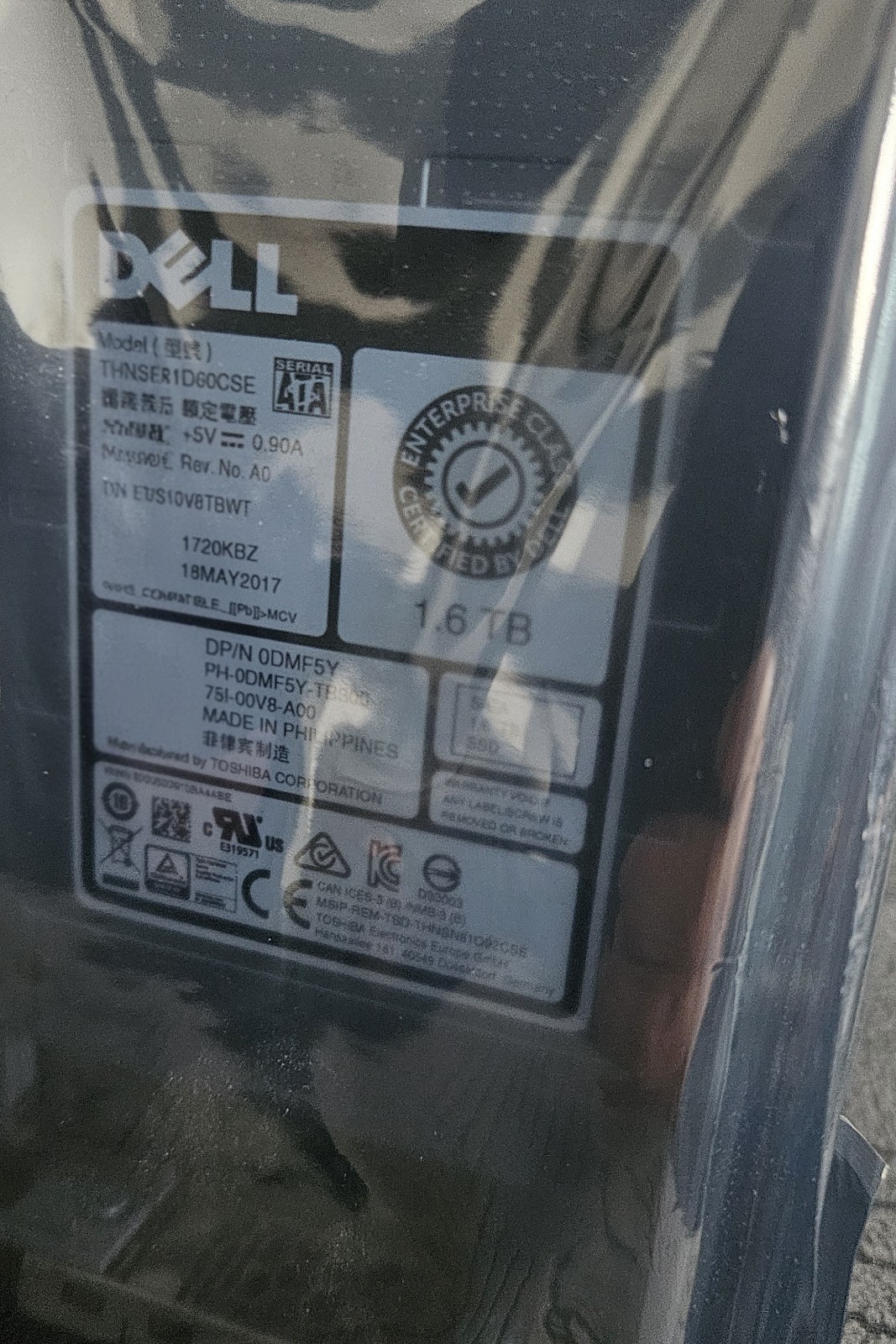 Dell DMF5Y 1.6TB 2.5in SATA Enterprise SSD w/ Caddy THNSF81D60CSE New