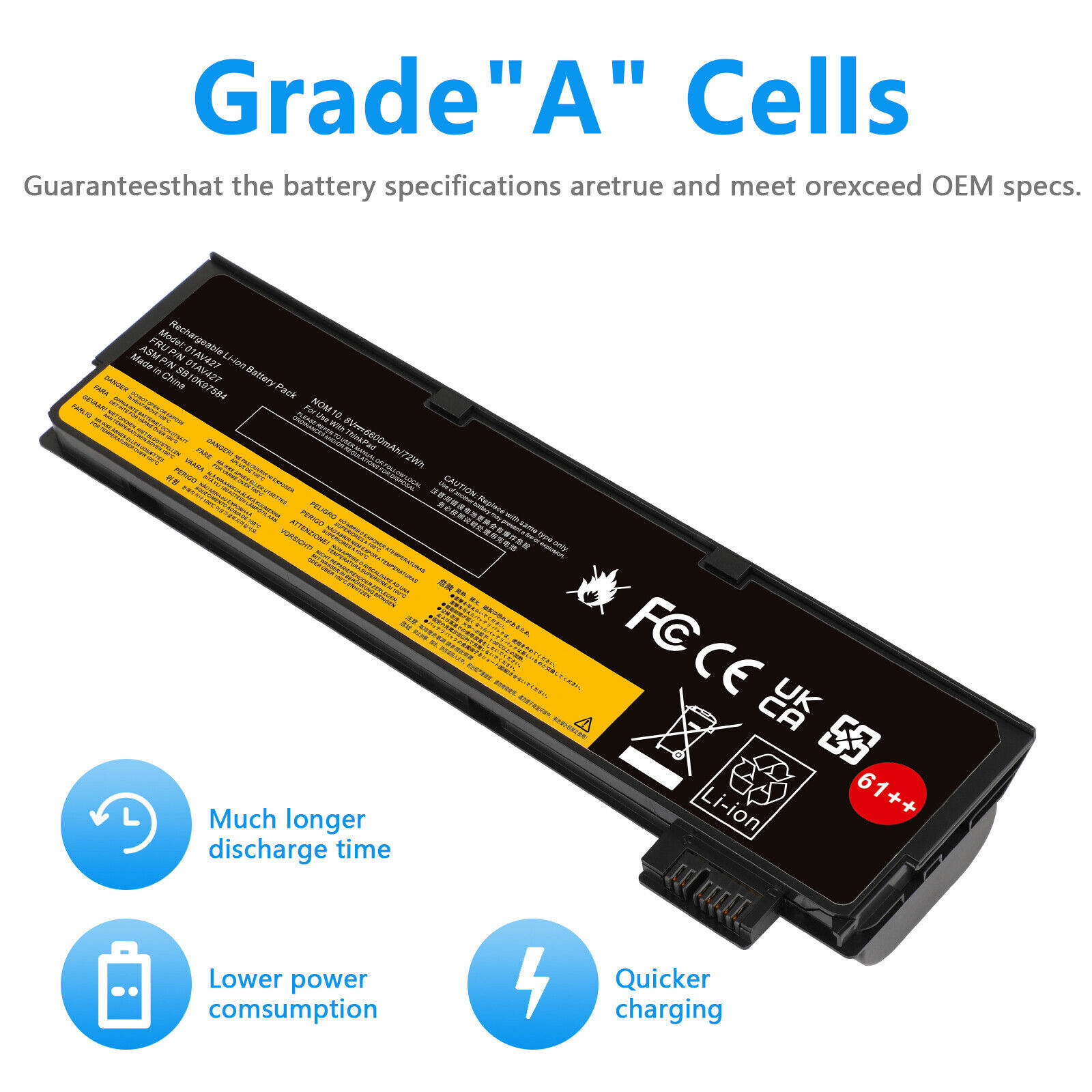 ✅For Lenovo 72Wh 61++ 01AV427 Battery ThinkPad T470 T480 T570 T580 P51s P52s