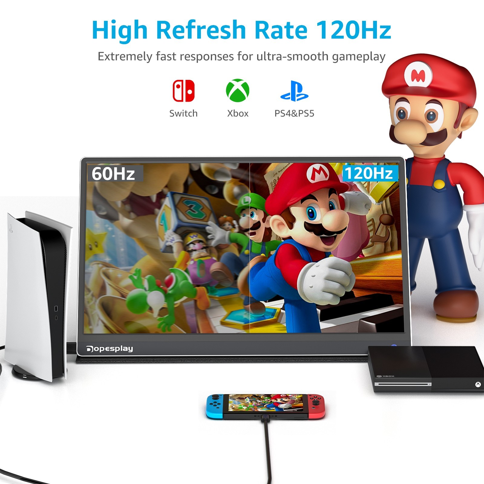 USED 15.6″ Portable Monitor 120Hz Touch Screen IPS LCD 1080P FHD 5000mAh Battery