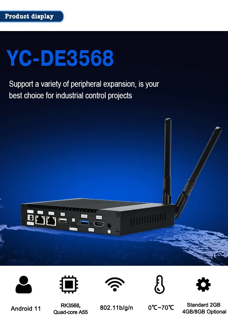 Desktop Dual Lan Android 11 4G Module Interface Fanless AI Edge Computer