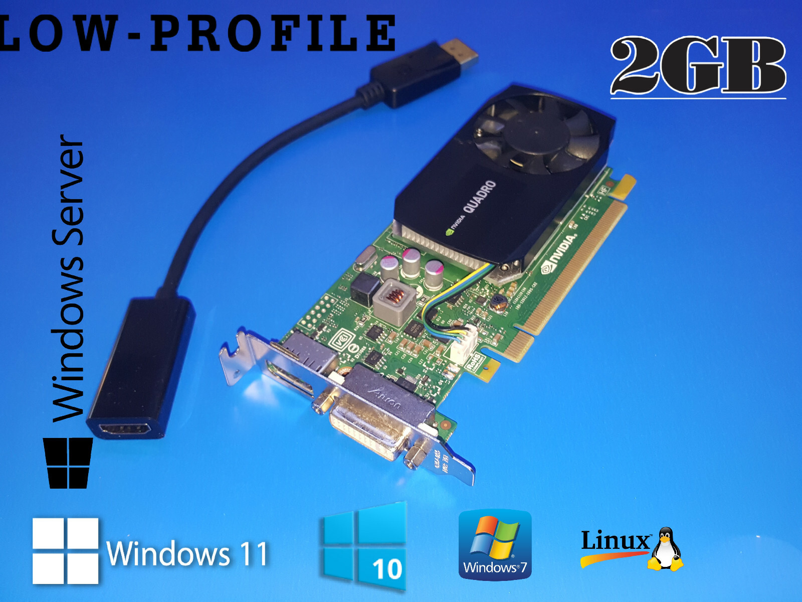 Dell Optiplex SFF 2GB Quadro 4K Video Card + HDMI Adapter Windows 11 10 or 7