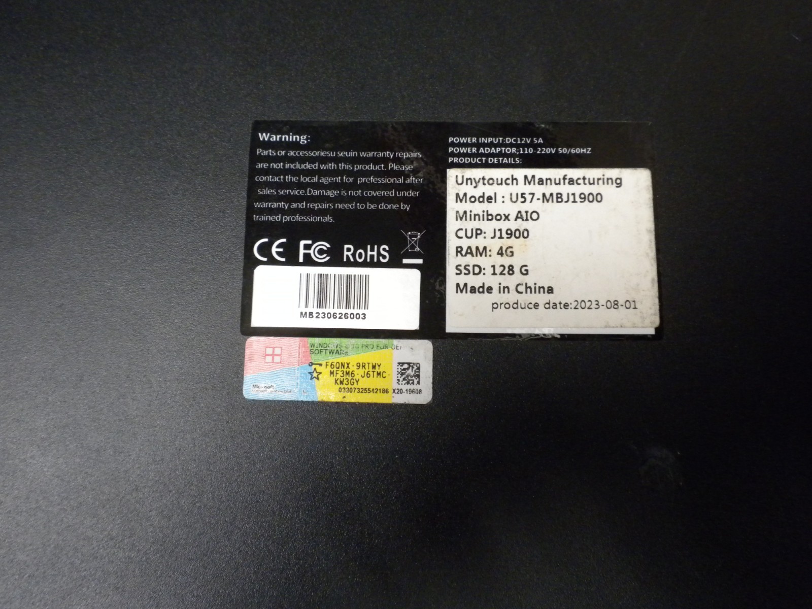 unytouch computer Intel Atom J1900 used qt9