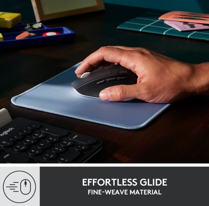 Logitech Mouse Pad – Studio Series, Computer Mouse Mat with Anti-Slip Blue Grey