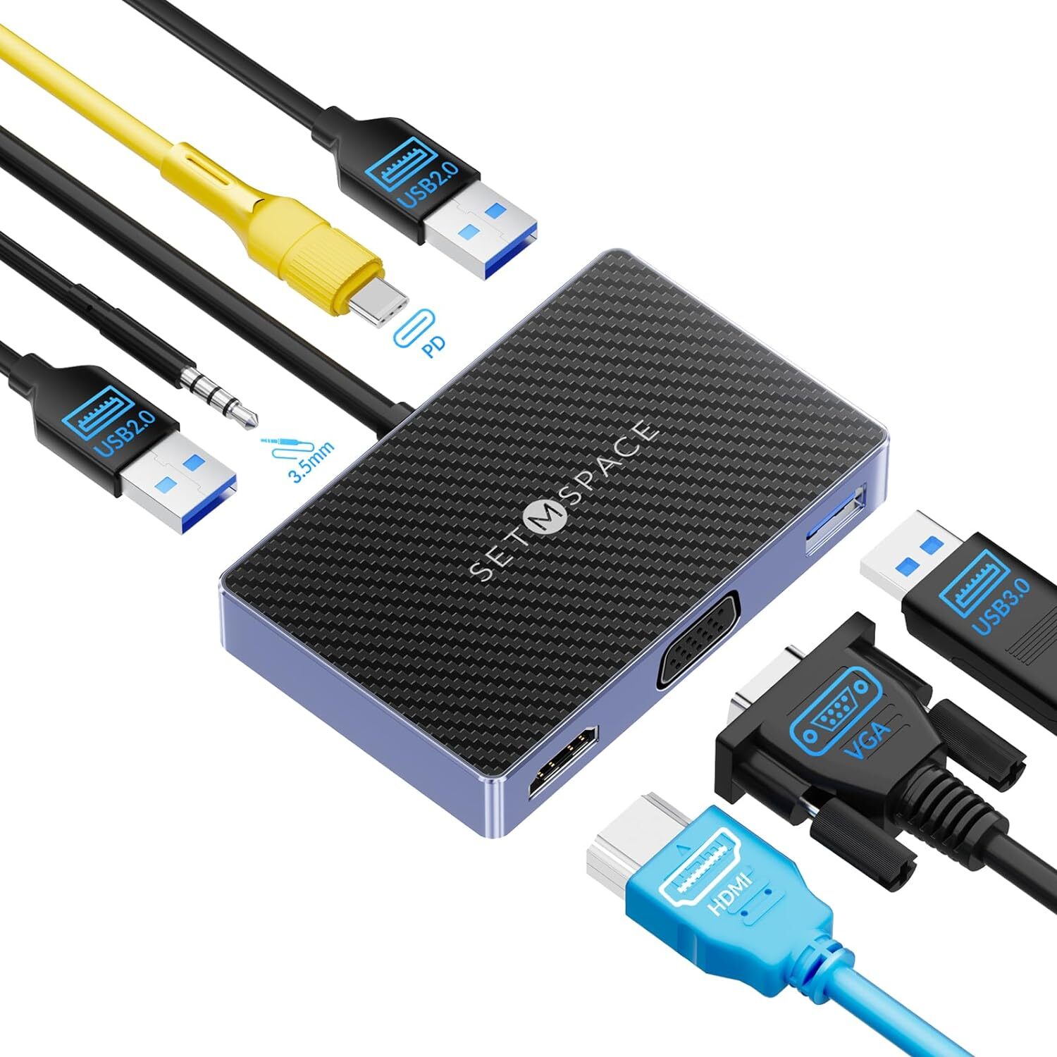 7 in 1 Multiport Type C Hub USB 3.0 4K HDMI PD 100W VGA Adapter For PC Macbook