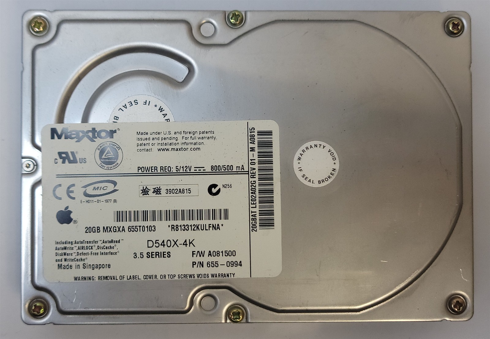 Maxtor / Apple 4K020H1 HDD, 20.4 Gb, IDE/ATA/ATAPI-5/UDMA-100 – Tested w/ pics