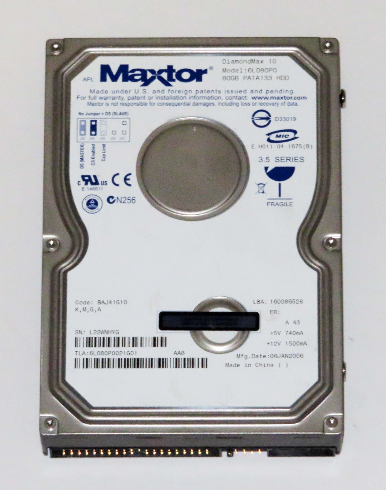 Internal Desktop IDE / PATA / ATA 3.5″ Hard Drive 60GB, 80GB, 82GB, 160GB Tested